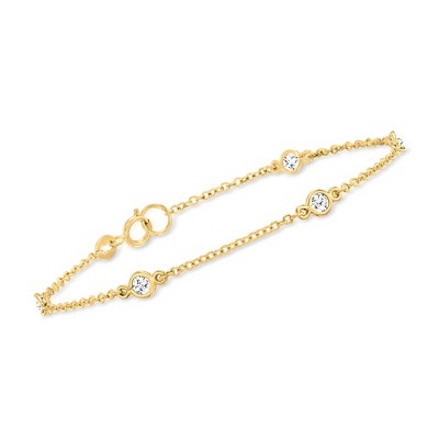 Ross-Simons 0.50 ct. t.w. Bezel-Set CZ Station Bracelet in 18kt Gold Over Sterling