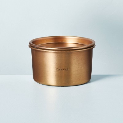 Lidded Metal Canvas 4-Wick Jar Candle Brass Finish 20oz - Hearth & Hand™ with Magnolia: Soy & Palm Wax Blend, Farmhouse Style
