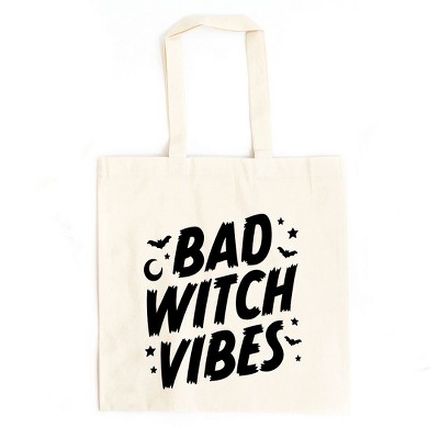 City Creek Prints Bad Witch Vibes Moon Canvas Tote Bag - 15x16 - Natural