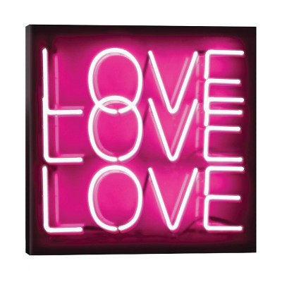 Neon Love Love Love Pink on Black by Hailey Carr Unframed Wall Canvas - iCanvas
