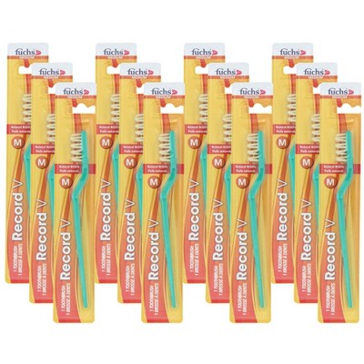 Fuchs Medium Natural Bristle Toothbrush Green - 12 ct