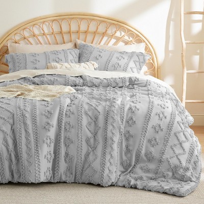 Tufted Boho Comforter Set Bed Set GentleSoft Farmhouse Shabby Chic Embroidery Bedding