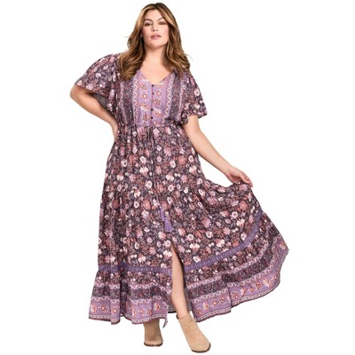 Avenue Emmy Placement Print Maxi Dress