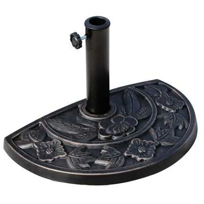 Outsunny 20lbs Half Round Patio Umbrella Base Outdoor Decorative Resin Parasol Stand Holder for 1.5", 1.9" Pole, for Lawn, Deck, Backyard, Garden