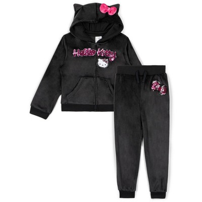 Hello Kitty Girls Velour Zip Up Hoodie and Jogger Pants Outfit Set Toddler
