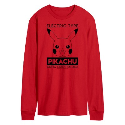 Men's - Pokémon - Pikachu Electric Type Long Sleeve Graphic T-Shirt
