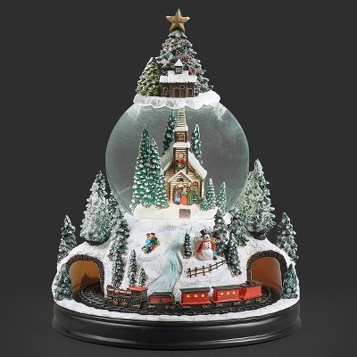 Roman 11" Lighted Musical Church with Rotating Train