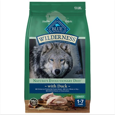 Blue Buffalo Wilderness High Protein Natural Adult Dry Dog Food plus Wholesome Grains with Duck - 13lbs
