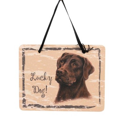 This Little Piggy 3.5 Inch Chocolate Labrador Retriever Plaque Christmas Tree Ornament , Lucky Dog Ornament (1PC)