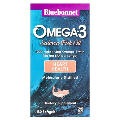 Bluebonnet Nutrition Omega-3 Salmon Fish Oil, 1,000 mg, 180 Softgels