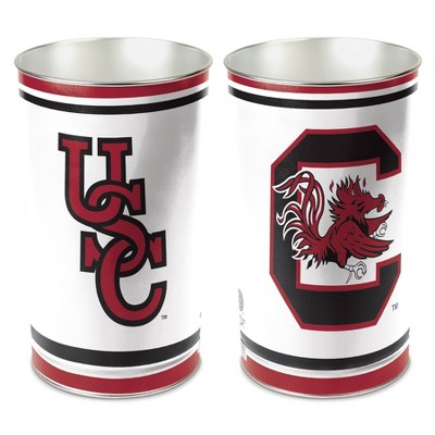 NCAA South Carolina Gamecocks Waste Basket: Indoor Tin Trash Can, Open Top Design