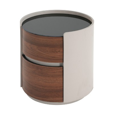 Round Nightstand End Table Sofa Side Table Accent Table with 2 Drawers - ModernLuxe