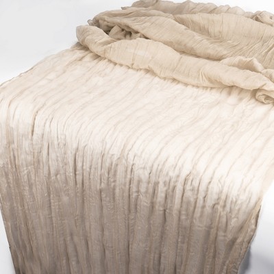 Unique Bargains Cheesecloth Table Runner 118.11" L x 35.43" W Beige 1 Pc