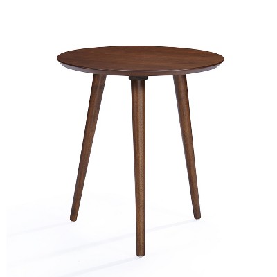GDFStudio Bridie Mid Century Modern Round Wood End Table with Splayed Legs