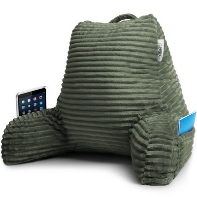 Nestl Cut Plush Striped Reading Pillow for Adults, Kids & Teens, Shredded Memory Foam Bed Rest Pillow with Arms