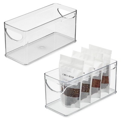 iDesign Stackable Pantry Storage Bin with Handles, Set of 2, Clear, Made in USA