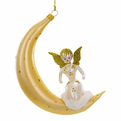 De Carlini Italian Ornaments 5.5 Inch Goldie Moonbeam Christmas Tree Ornament , Christmas Decor Angel Italian Ornament (1PC)