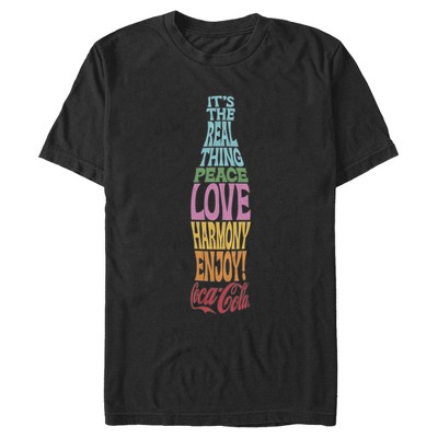 Men's Coca Cola Unity It's the Real Thing Bottle Logo  T-Shirt - Black - Small
