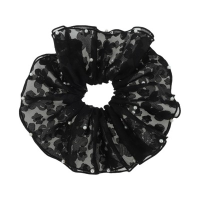 Unique Bargains Pearl Mesh Print Scrunchie 1 Pc