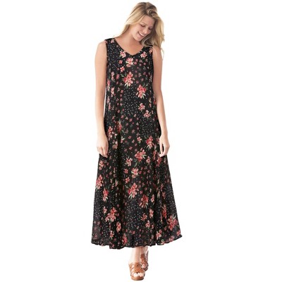 Woman Within Petite Sleeveless Crinkle Dress