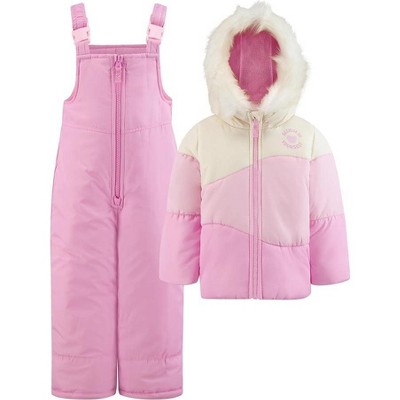 LONDON FOG Girl's Heavyweight 2-Piece Puffer Coat & Snow Bib Snowsuit Sets