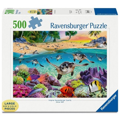 Ravensburger Race of the Baby Sea Turtles Large Format Jigsaw Puzzle - 500pc: Creative Thinking, Animals Theme