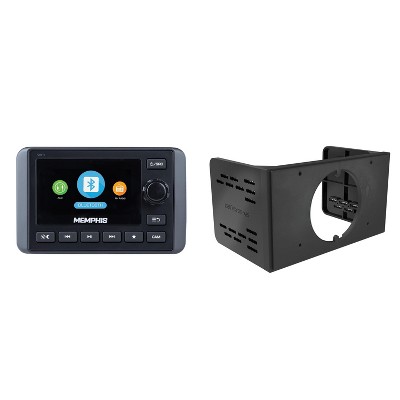 Memphis Audio SMC3 Marine Multi-Zone Media Center with Subwoofer Control, Bluetooth and Double-Din Dash Kit Adapter for 3.5" Round Mount Marine Mul...