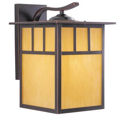 VAXCEL Mission 1 Light Rectangle Outdoor Wall Lantern Glass, Burnished Bronze, 12.5 inch
