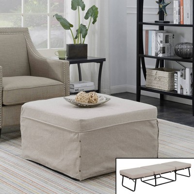 Breighton Home Designs Comfort Fabric Ottoman Soft Beige