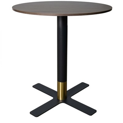 Leisuremod Vail Round Top Dining Table with MDF Top and Black X-Shaped Steel Base for Kitchen, Dining, and Pub