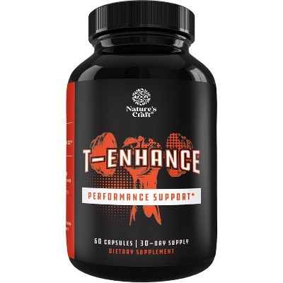 Testosterone Supplement for Men, Horny Goat Weed, Maca Root, Tongkat Ali & Tribulus Terrestris, Energy Performance Build Muscles, Nature's Craft, 60ct