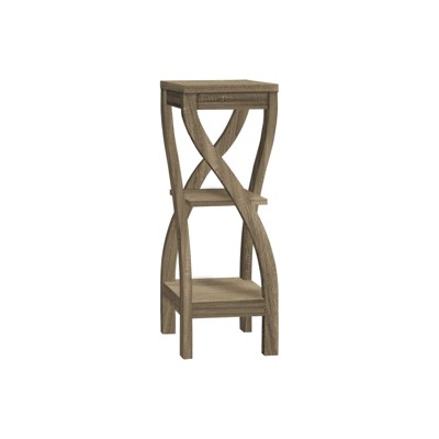 FONTOI 3-Tier Side Table with Square Tabletop, Bedside Table with 2 Storage Shelves, Nightstand for Living Room, Bedroom, Taupe, 11.5"*32"*11.5"