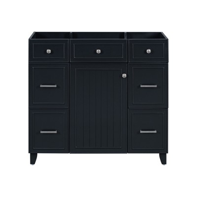 Gulches Modern 36" Bathroom Vanity Cabinet Only, Black Solid Wood Frame, Ample Storage, Soft-Close Doors