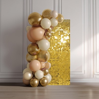 LAGarden 12 Pcs Gold Shimmer Wall Backdrop Panels Square Sequin Party Decoration 3x4 Ft