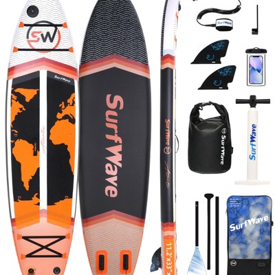 DSVIMOY 11' Stand Up Paddle Board with Accessories, Orange & Black, 132"*33"*6"