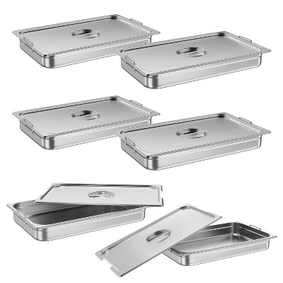 CuisinSmart 6 Pack Steam Table Pan, Stainless Steel Catering Pans, Commercial Anti-Jamming Hotel Pan with Handle, 2.5/4/6 Inch Deep