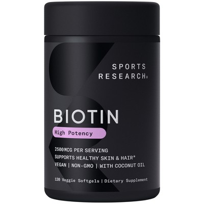 Sports Research Biotin, High Potency, 2,500 mcg, 120 Veggie Softgels