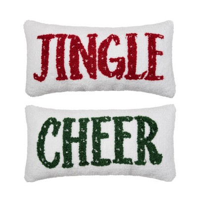 C&F Home Jingle/Cheer Reversible Hooked Small Christmas Accent Pillow, 10" x 20"