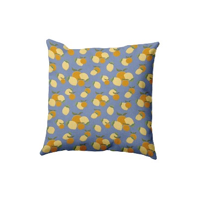 e by design 16"x16" Oranges and Lemons Square Throw Pillow: Indoor Floral Polyester, Twill Weave, Spot Clean