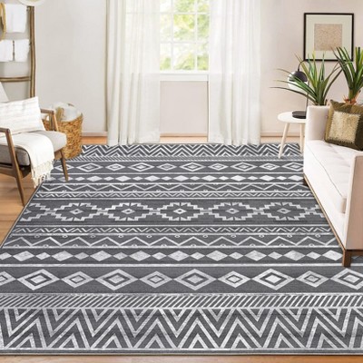 Soft Washable Area Rug, Non-Slip Boho Modern Carpet, Pet Friendly Floor Rug for Living Room Bedroom