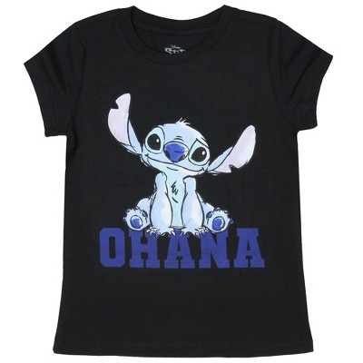 Seven Times Six Disney Lilo & Stitch Girls' T Shirt Stitch Sketch Ohana Kids Tee Black