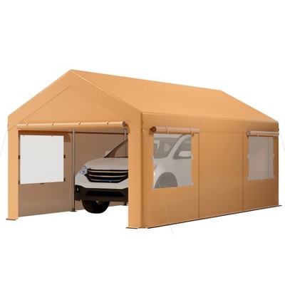 10x20FT Heavy Duty Carport, Portable Car Canopy With Roll-up Door and Sidewalls, UV Resistant  Garage Party Tent, Carport Shelter for Car