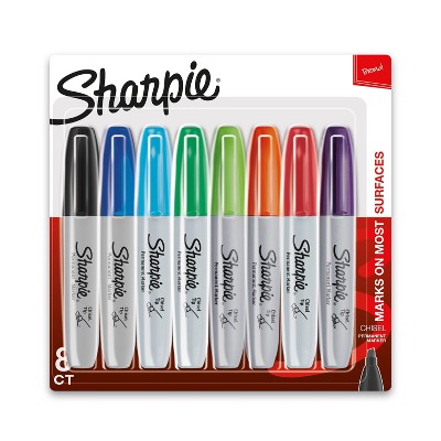 Sharpie 8pk Permanent Markers Chisel Tip Multicolored: Bold Thick Markers for Art & Office, Quick Drying, Water-Resistant
