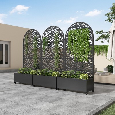 Wrought Iron Black Arc Planter Box with Climbing Rack