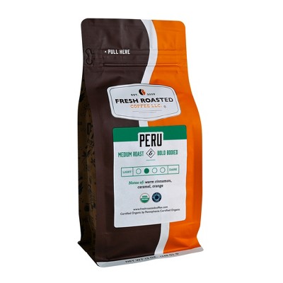 Fresh Roasted Coffee, Organic Peru, Mold & Myco Tested, Medium Roast Whole Bean Coffee