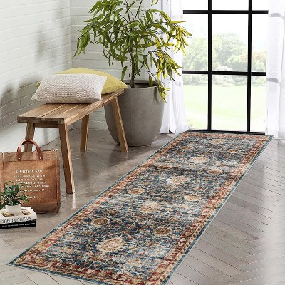 Coucheta Area Rug Multiple Sizes & Color Available - Washable Vintage with Non-Slip Backing, Stain Resistant Soft Carpet for Living Room, Bedroom