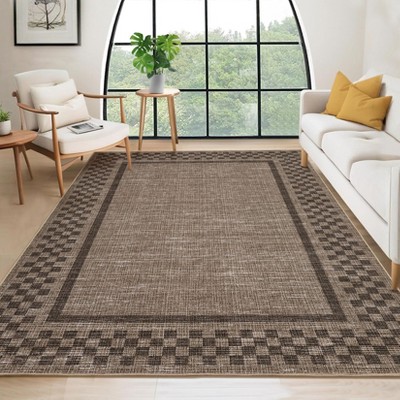 Modern Border Machine Washable Stain Resistant Rug for Living Room Bedroom