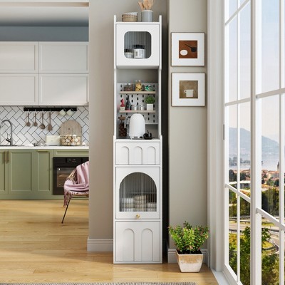 GDFStudio Edmund Modern 70.87'' Tall Storage Cabinet with 2 Drawers and Glass Doors