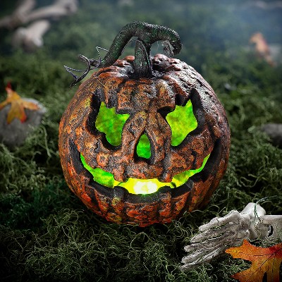 Morris Costumes 12.25 in Light-Up & Talking Rotten Jack-O'-Lantern Decoration - Orange