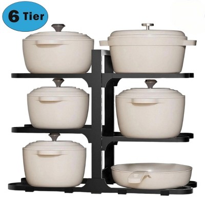 SEVOBAL Pots and Pans Organizer Stainless Steel Pots Organizer Rack for Cookware, Heavy Duty Pots Rack for Kitchen Storage, Black, 9.75"*17.55"*2.34"
